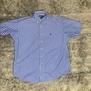 Polo by Ralph Lauren: Blue and White Striped Polo Short Sleeve